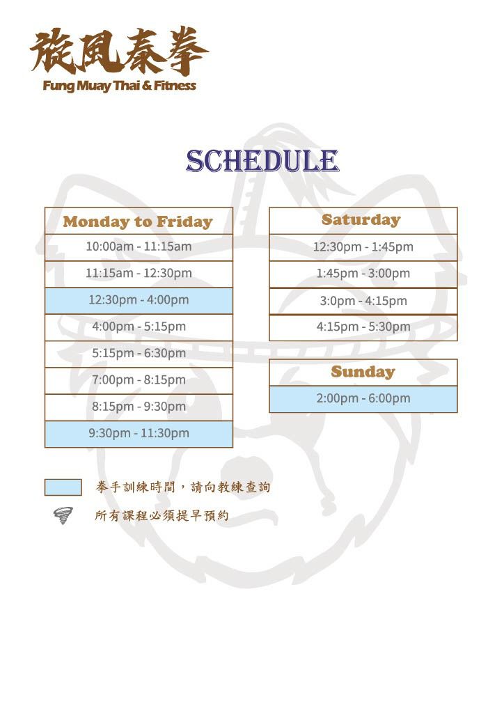 fungmuaythai timetable